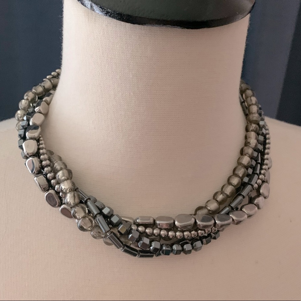 COPY - Silpada Hematite #N1936 Hailstone Multi-strand Silver Necklace